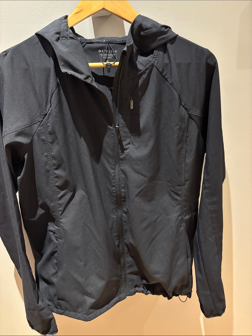 Athleta Black Hooded Zip-Up Utility Jacket
